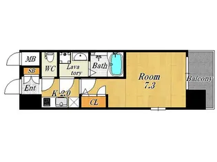 レジュールアッシュ梅田WEST GATE【4階】の間取り