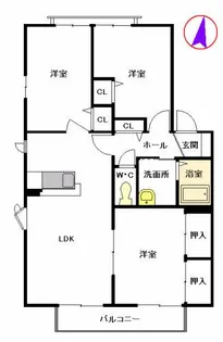 Kフラット C棟【2階】の間取り