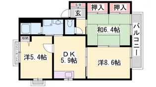ハーモニーハイツ北野【2階】の間取り