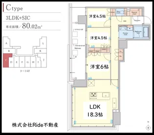 RJR堺筋本町タワー【7階】の間取り