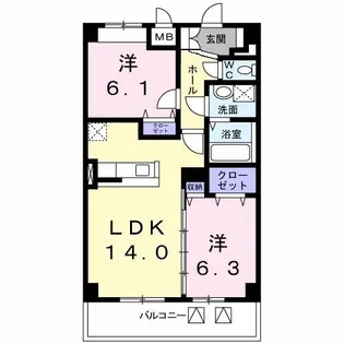 クルトゥーラガーデン【3階】の間取り