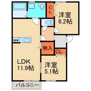 セントロイエル鴨島【2階】の間取り