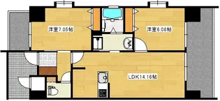 プレステージ西原【9階】の間取り
