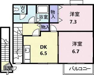 2DKの間取り画像