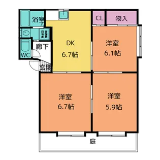 サニーハウスB【1階】の間取り