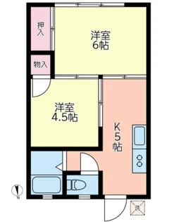 サニーハイツキタオカ【1階】の間取り
