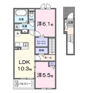 高知県香南市野市町西野【アパート】の間取り