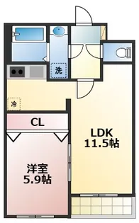 1LDKの間取り画像