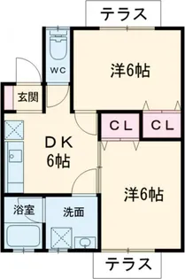 エスペランサオオイシB【1階】の間取り