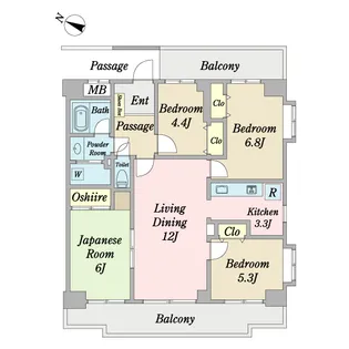 コスモ武蔵浦和プロシィード【2階】の間取り