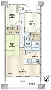 ウェリスガーデン千葉みなと公園【16階】の間取り