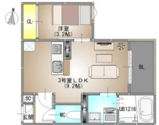REGALEST庭瀬II【1階】の間取り