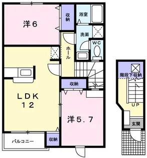 ユニゾンさくらD【2階】の間取り