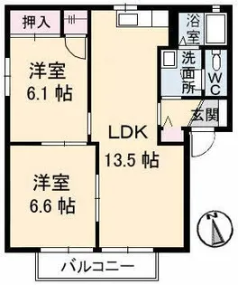 シャルマンらくざん I棟【2階】の間取り