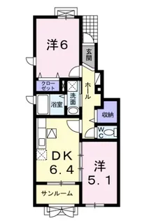 パレスハチマン・II【1階】の間取り