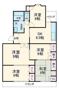 植田山北住宅3号棟【1階】の間取り