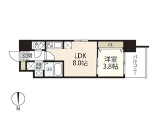 メイクス京橋川II【7階】の間取り