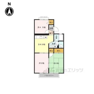 サニーコート四条A【2階】の間取り