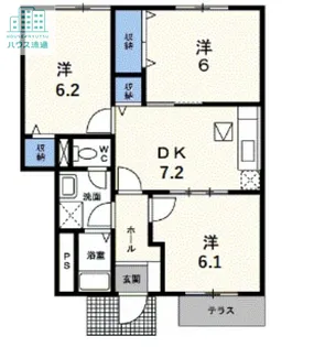 ディアコート池田A【1階】の間取り
