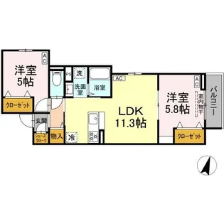 セレスティア西亀有【1階】の間取り