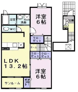 ディアコート川崎【2階】の間取り