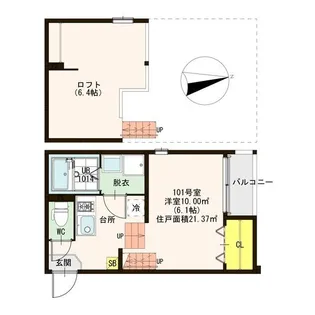 ハーモニーテラス深草十九軒町【1階】の間取り