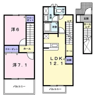 プロスベールB【2階】の間取り