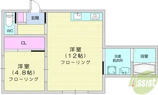アンソレイユ原町【1階】の間取り