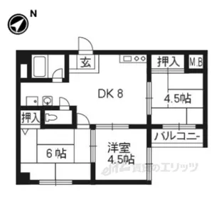 ヴィエント北花山【4階】の間取り