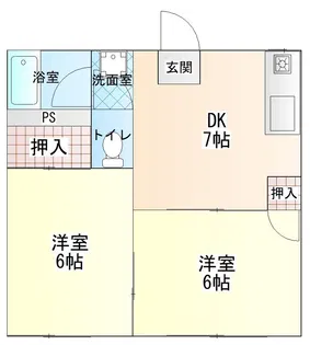 礒崎コーポB【1階】の間取り