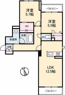 ジェンクオーレ サウス【2階】の間取り