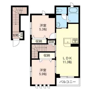 Traghetto(トラゲット)県立大学【2階】の間取り