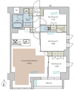 Brillia ist 池尻大橋【4階】の間取り