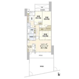 トラスティア北野【1階】の間取り