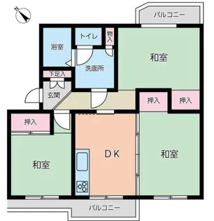 くず葉台団地 1号棟【3階】の間取り