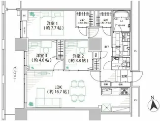 ザ・パークタワー東京サウス【16階】の間取り