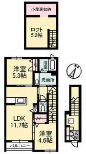 プロムノワール湯田温泉駅前 アルザス【2階】の間取り