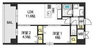 大阪府大阪市生野区生野東2【マンション】の間取り