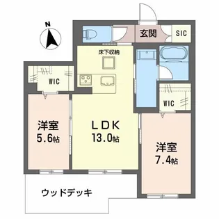 シャーメゾン加納神明【1階】の間取り