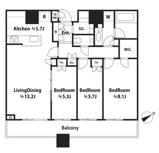 ブリリアタワーズ目黒サウスレジデンス【32階】の間取り