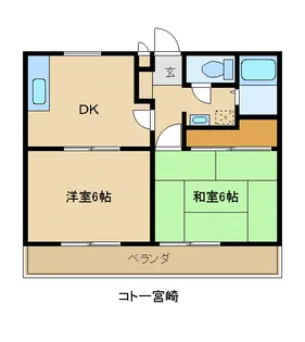 コトー宮崎B棟【2階】の間取り