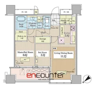 パークコート千代田富士見ザタワー【32階】の間取り