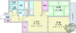 グローリィハイツNo2【6階】の間取り