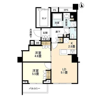 ブランズ本郷真砂【4階】の間取り