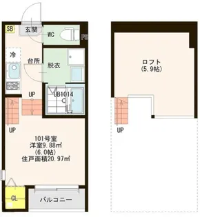 ハーモニーテラス田子【1階】の間取り