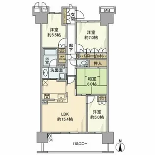 深大寺レジデンスF棟【6階】の間取り