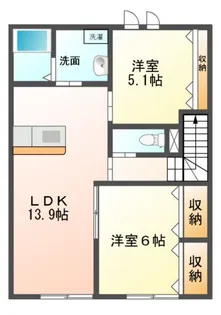 ヒーリングプレイス【2階】の間取り