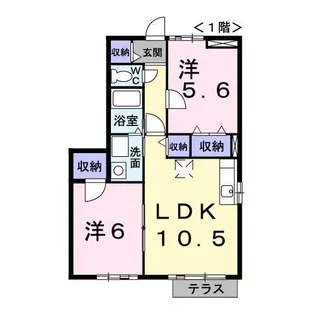 エレガントヴィラ1号館【1階】の間取り