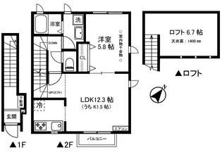 1LDKの間取り画像