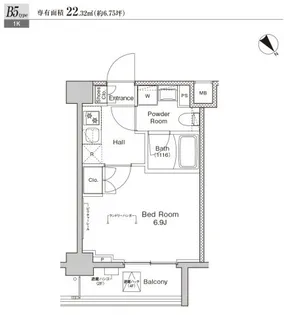 プラウドフラット戸越公園【4階】の間取り